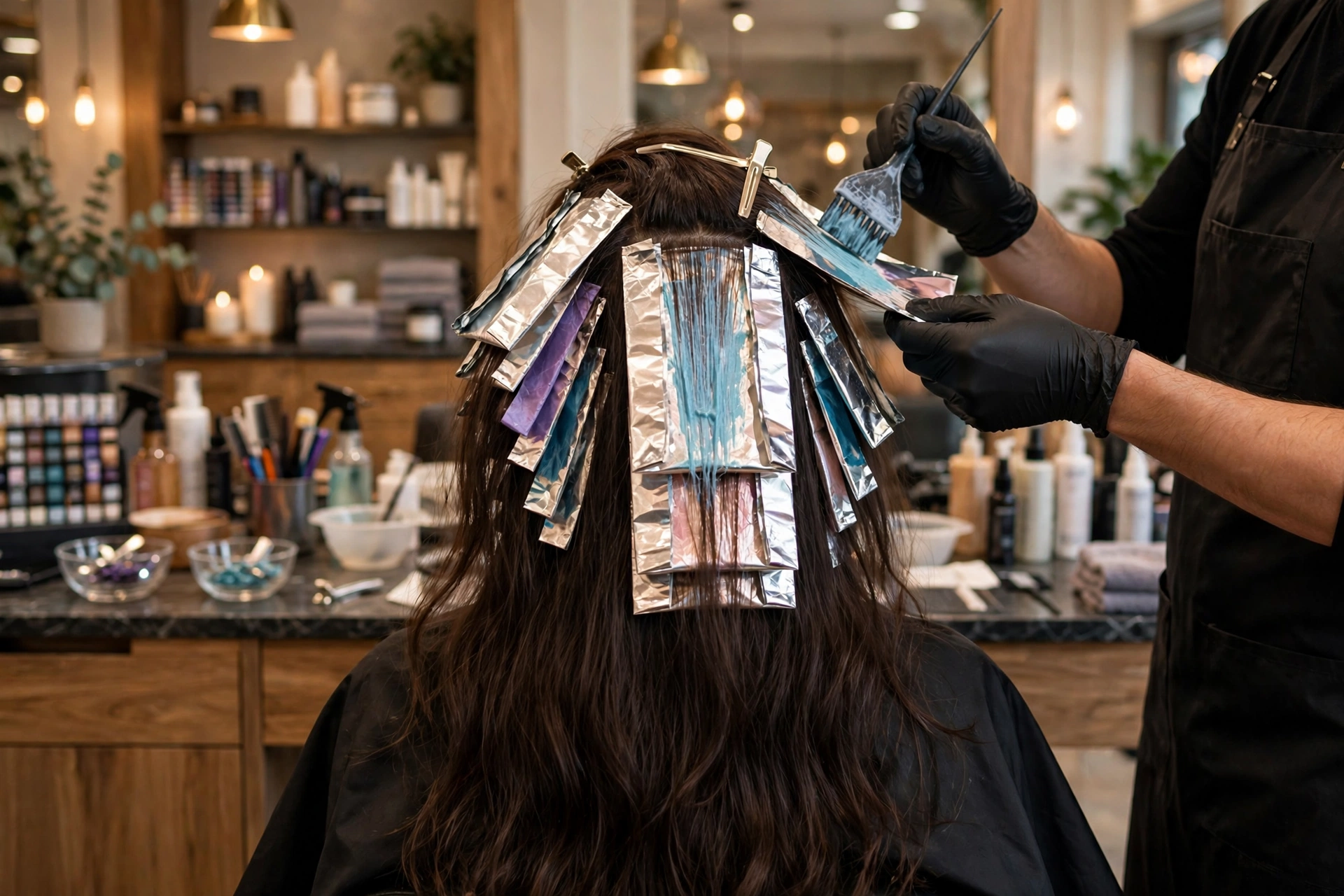 Hair color application with foils (concept image)