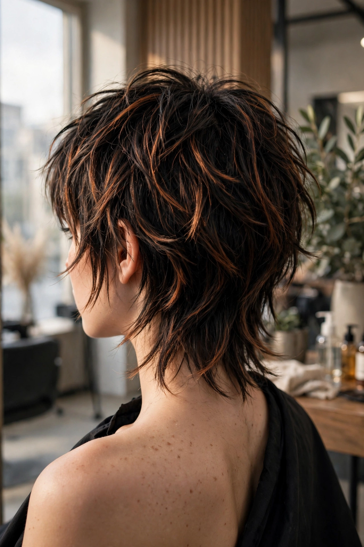 Concept image of a textured shag wolf haircut