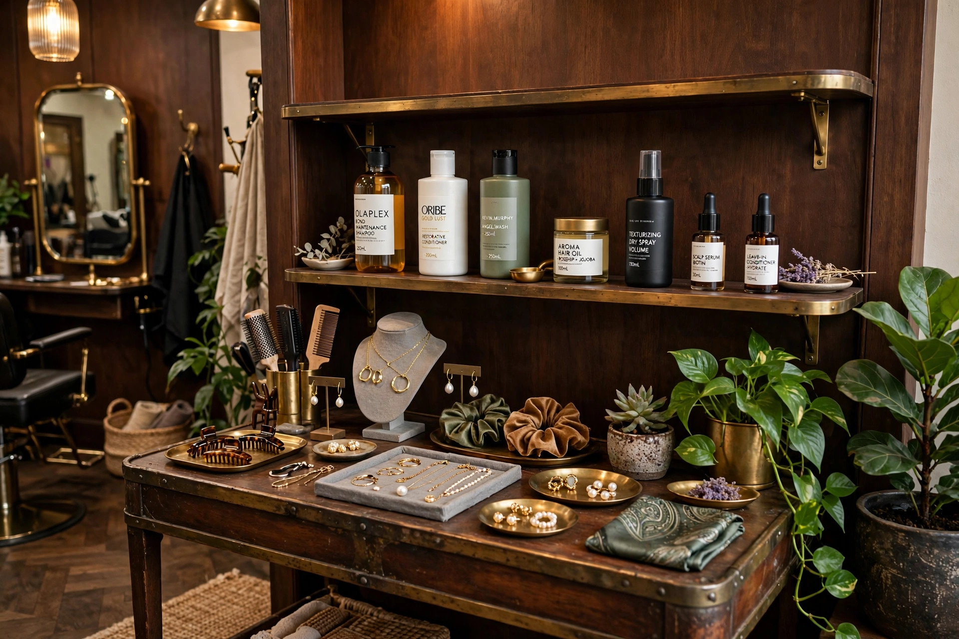 Boutique corner inside the salon, concept imagery