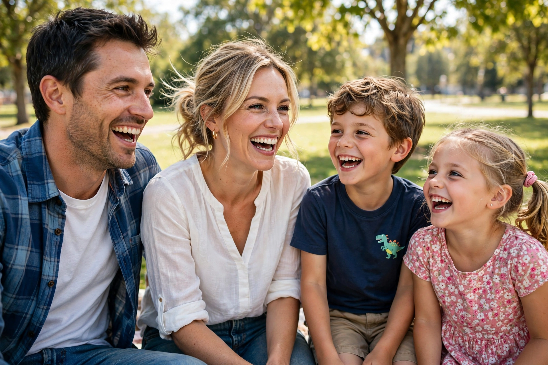 Happy family showing healthy smiles