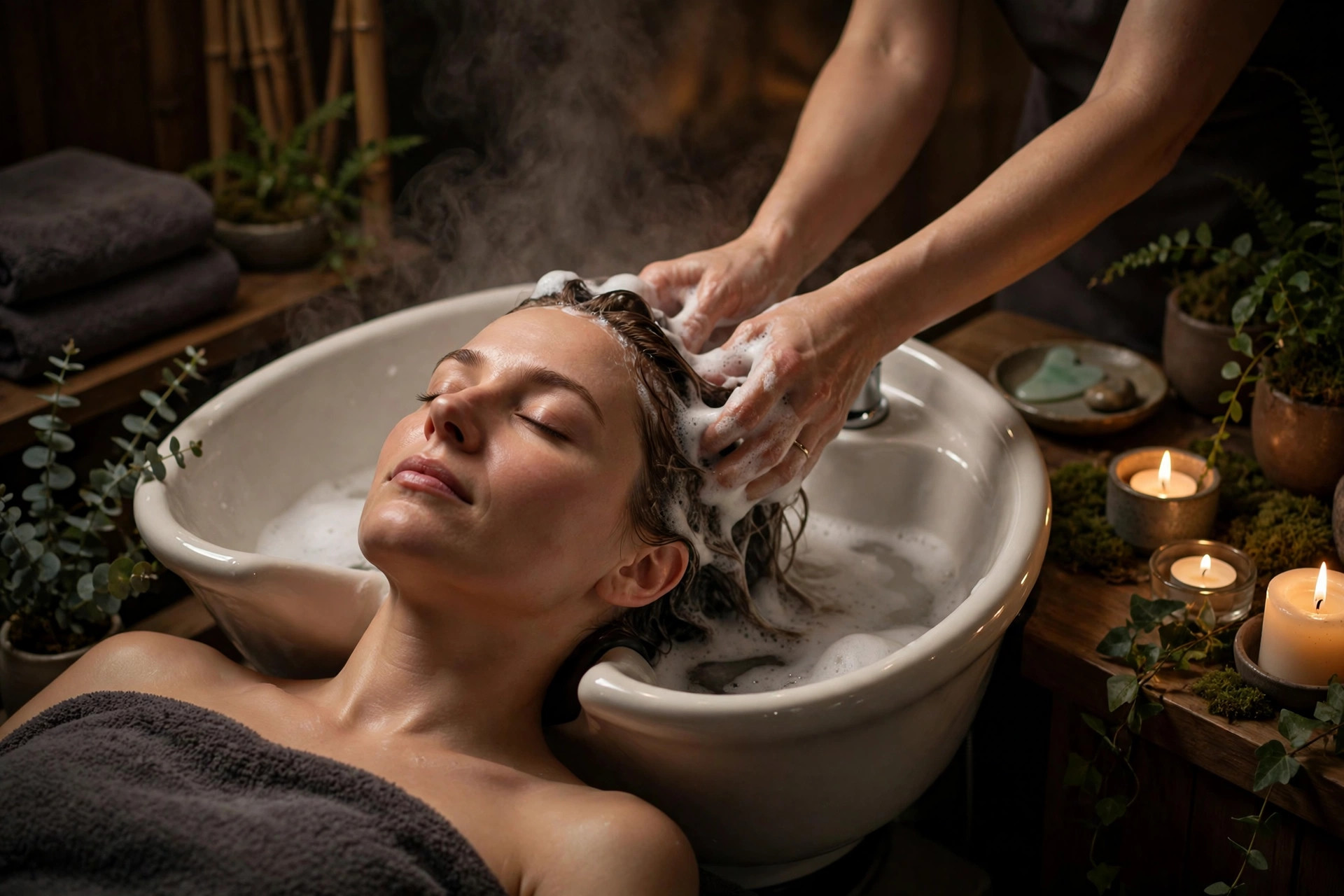 Concept image: scalp spa wash treatment