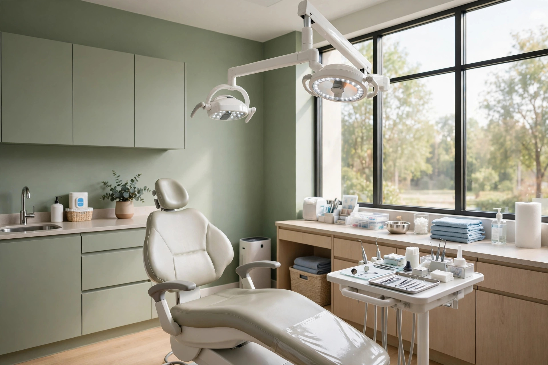 Concept image: a bright, modern dental treatment room