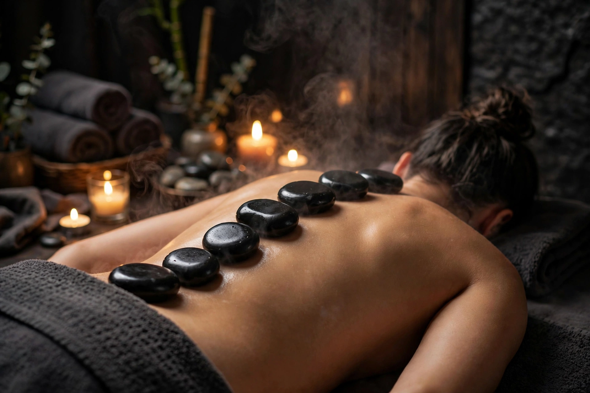 Hot stones used in a hot stone massage
