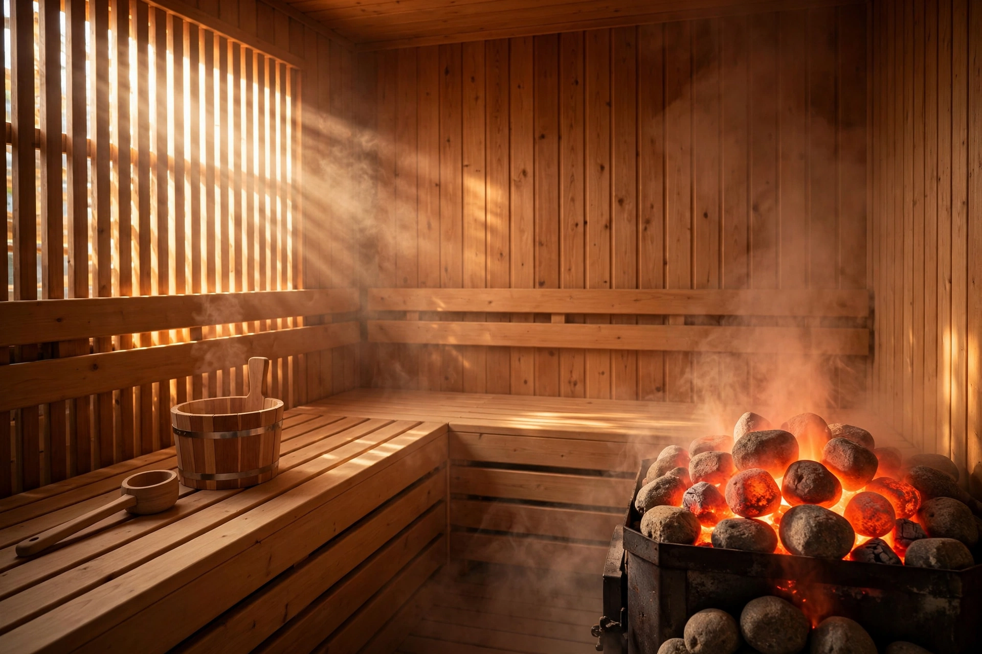 Warm cedar sauna