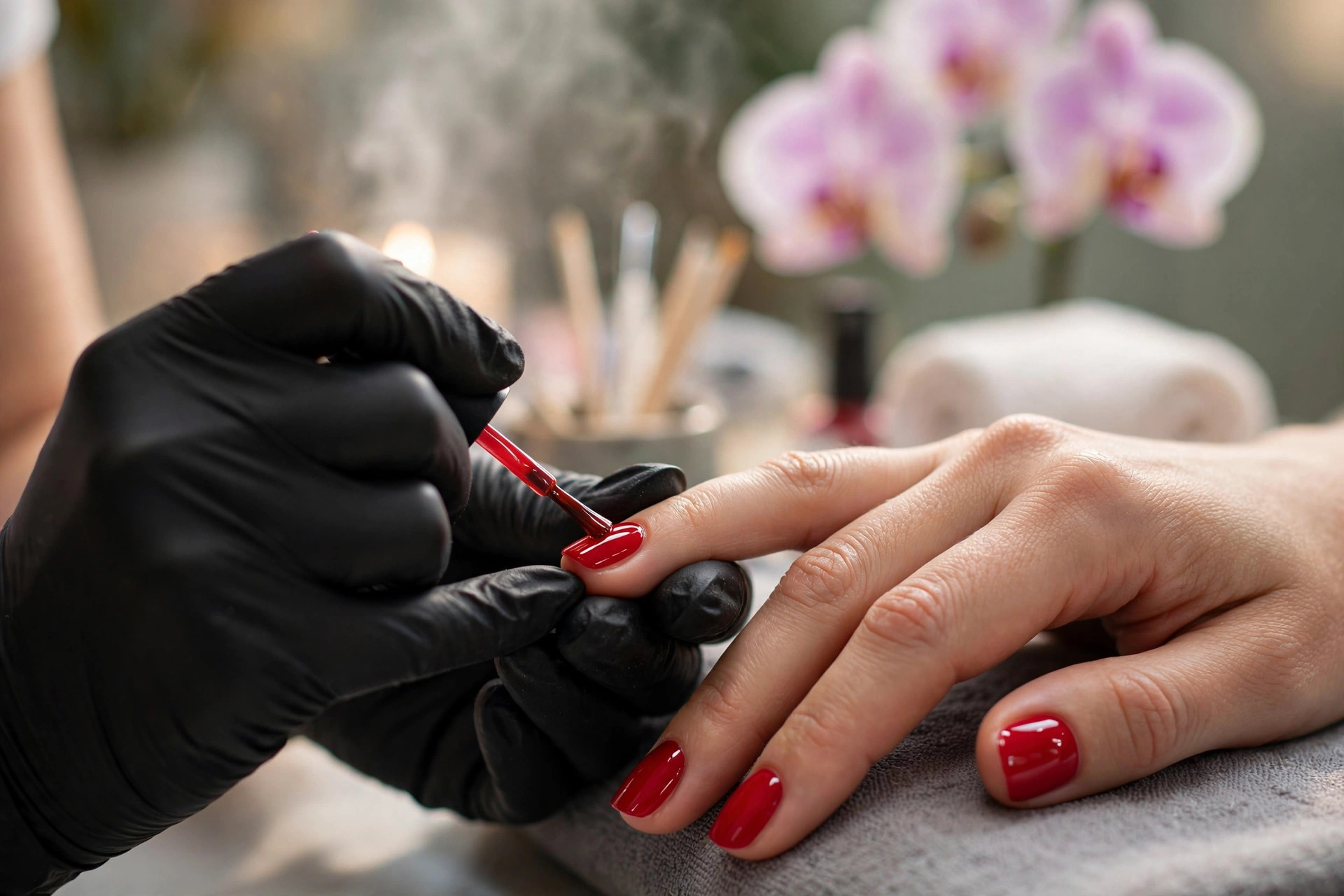 Manicure at a nail spa
