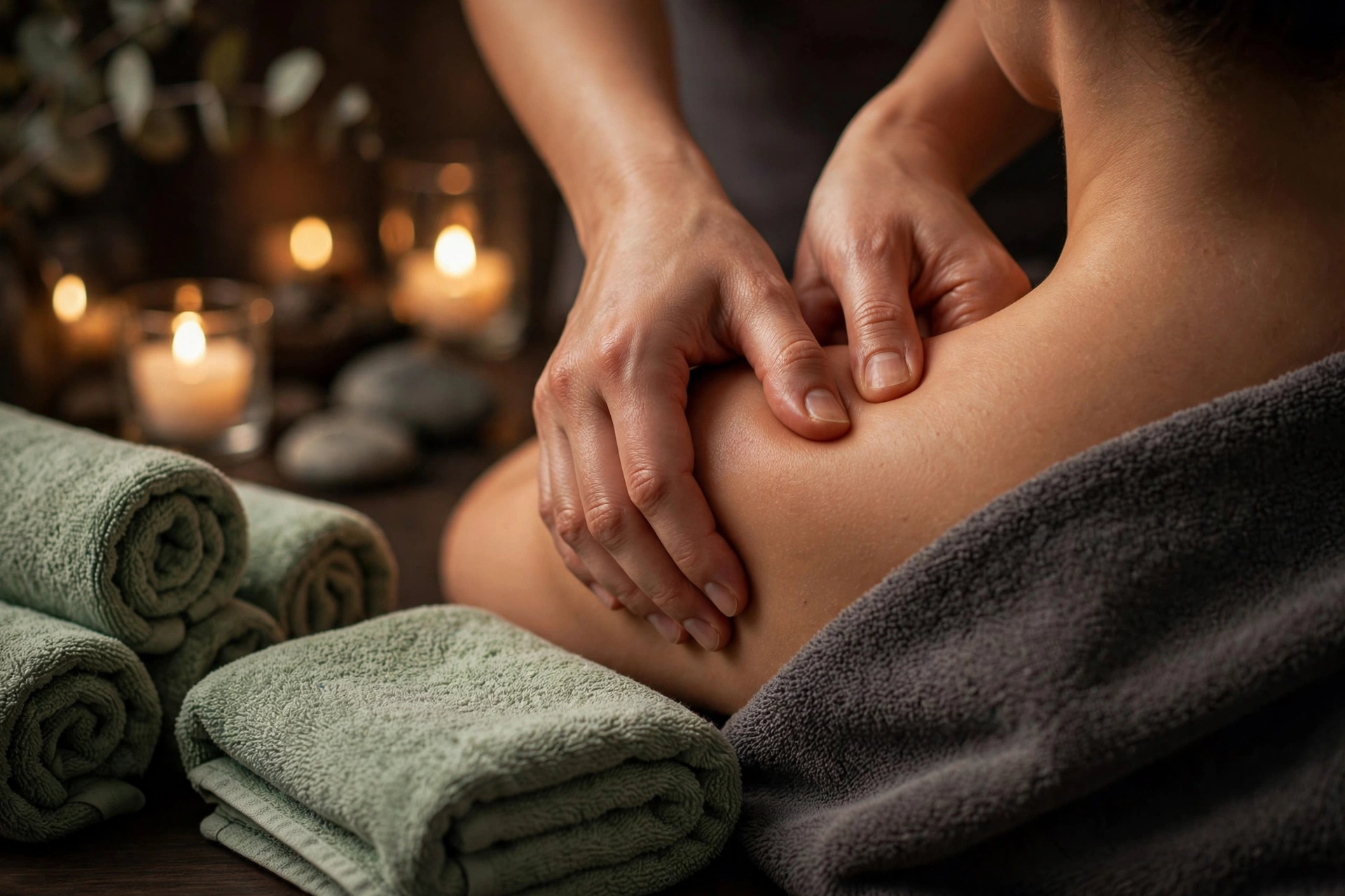 Relaxing massage in a warm spa setting