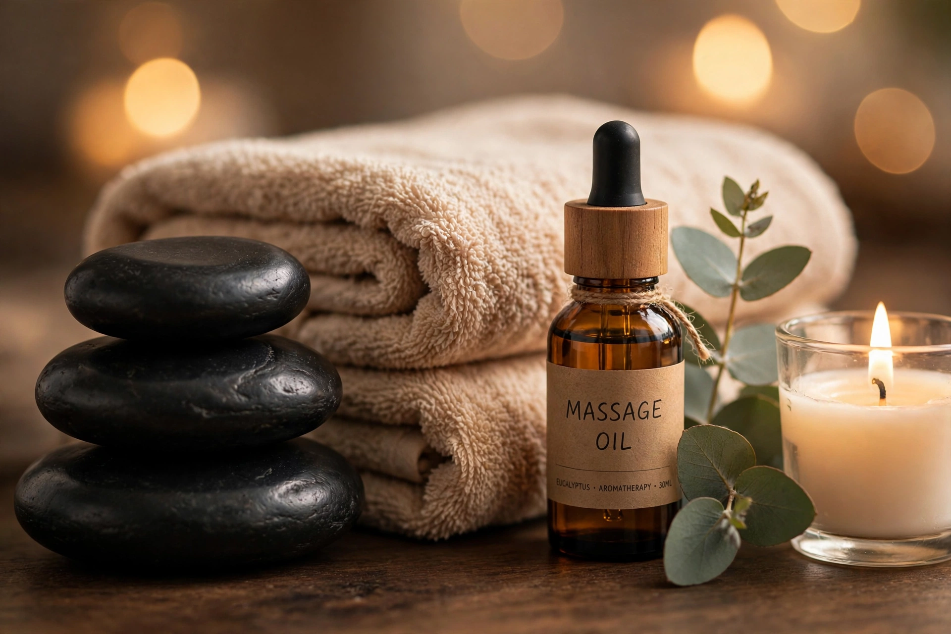 Hot stones, warm towels and massage oil